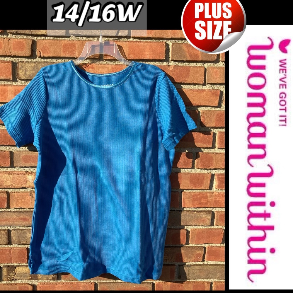 14/16 Plus Size S/S Waffle Thermal Royal Blue